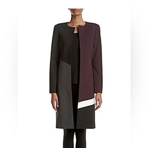 Calvin Klein Color Block Topper Jacket (Cream charcoal black Aubergin, size 10)